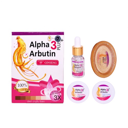 Bộ Set 04 Món Dưỡng Trắng Da Alpha Arbutin 3 Plus Nhân Sâm 