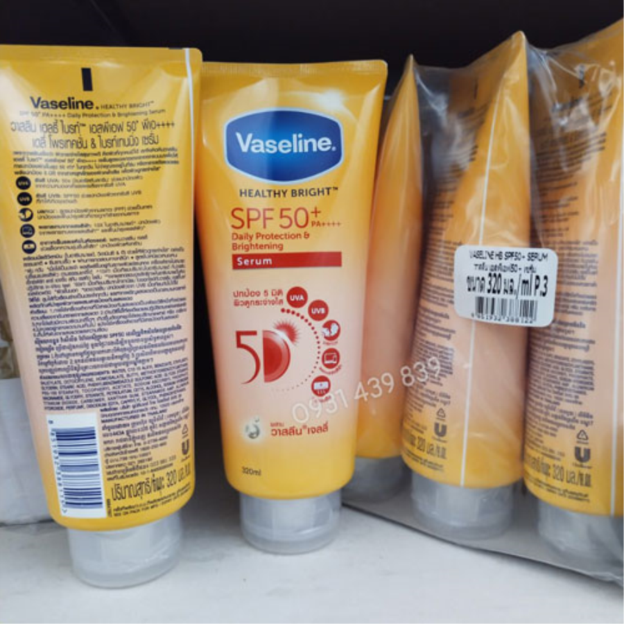 Chống nắng Dưỡng Thể Vaseline 50X Healthy Bright SPF50 Thái Lan 320ml Kem Dưỡng Toàn Thân-1