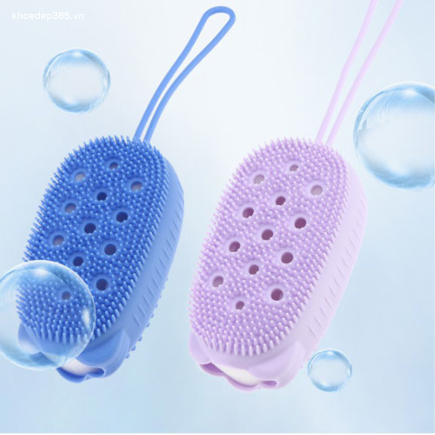 Bông Tắm Silicon Tạo Bọt Massage 2 Mặt Hình Chuột Nhà Tắm-1