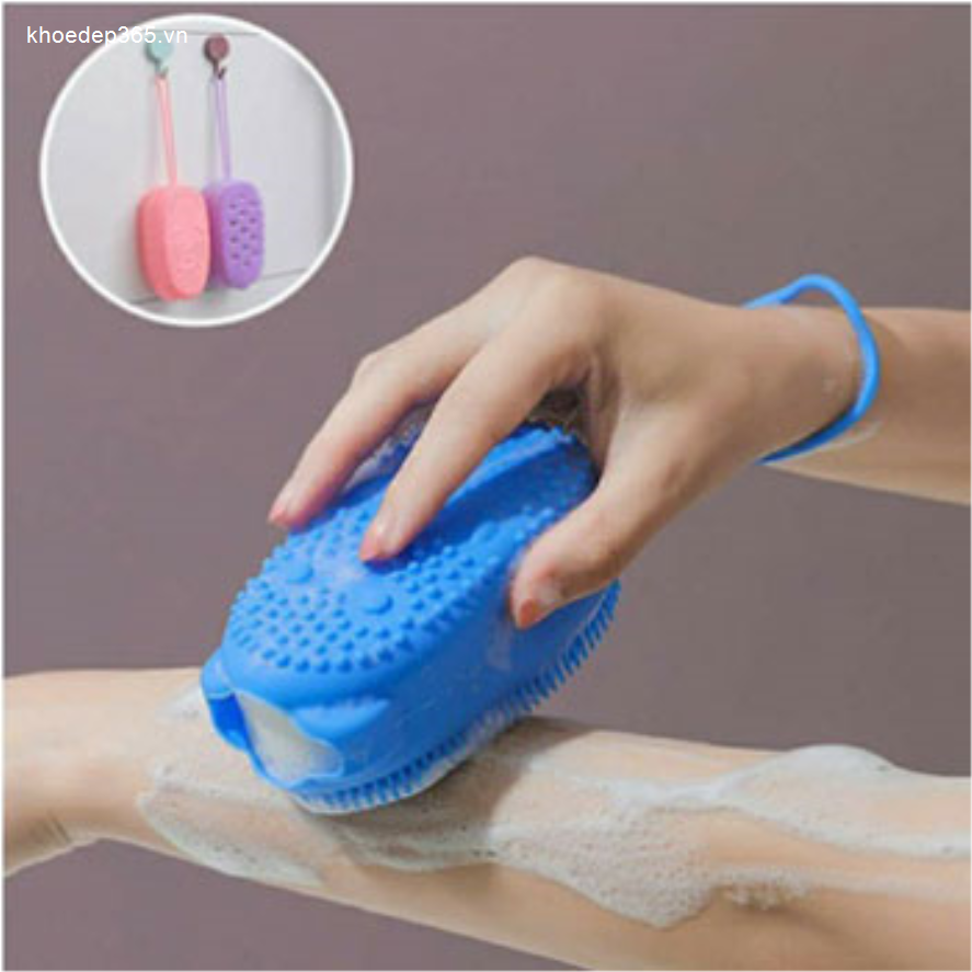 Bông Tắm Silicon Tạo Bọt Massage 2 Mặt Hình Chuột Nhà Tắm-1