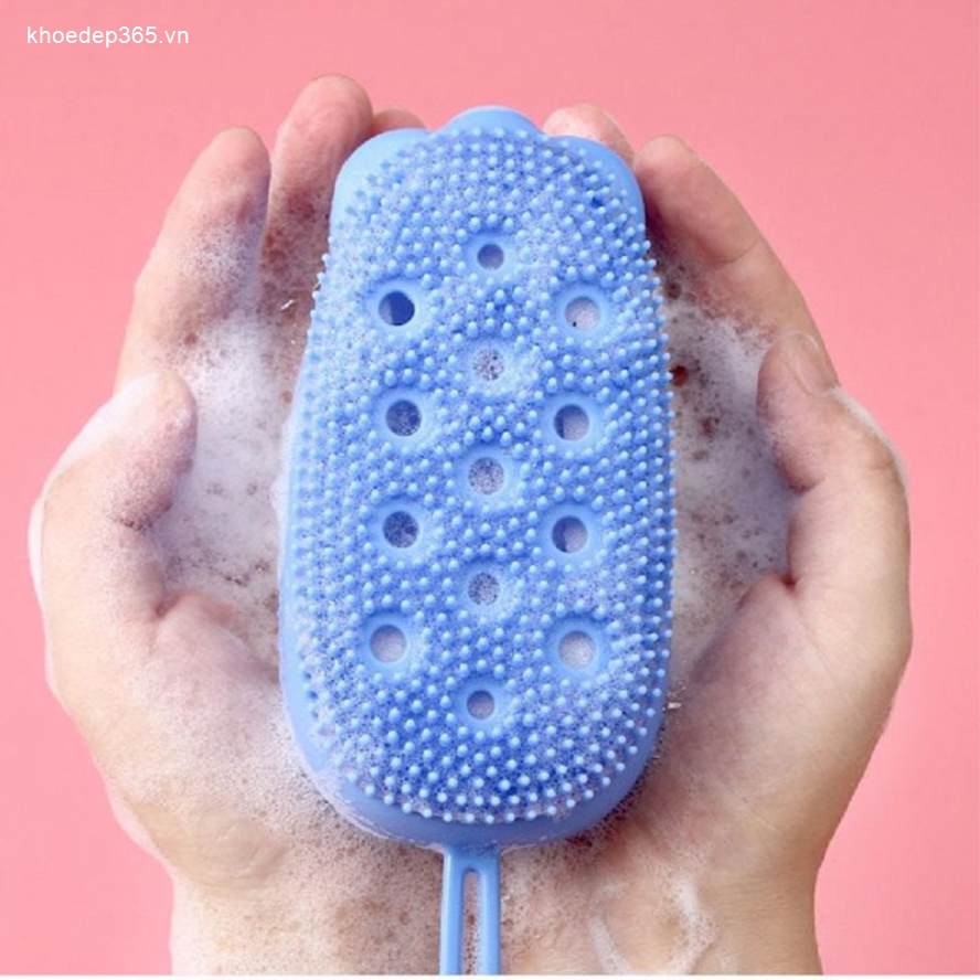Bông Tắm Silicon Tạo Bọt Massage 2 Mặt Hình Chuột Nhà Tắm-1