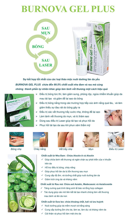 Gel Trị Bỏng Tái Tạo Da Sau Tổn Thương Burnova Gel Plus Thái Lan Dầu Thảo Dược-1