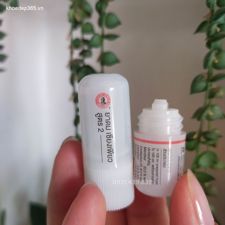 Ống hít thông mũi 2 đầu Siang pure Inhaler & Oil 2 in 1 Thái Lan Dầu Thảo Dược-4