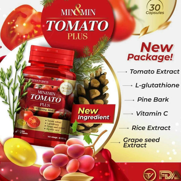 Viên Uống Trắng Da Cà Chua Tomato Thái Lan Kem Dưỡng Toàn Thân-1