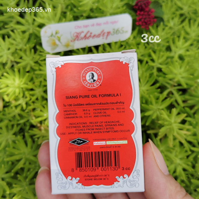 Dầu Gió Siang Pure Oil Thái Lan Chữ Vàng 3cc-1